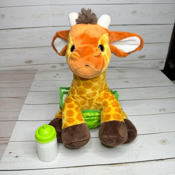 Melissa & Doug 11" Giraffe Plush Toy With Bottle & Diaper Stuffed Animal - Picture 7 of 8